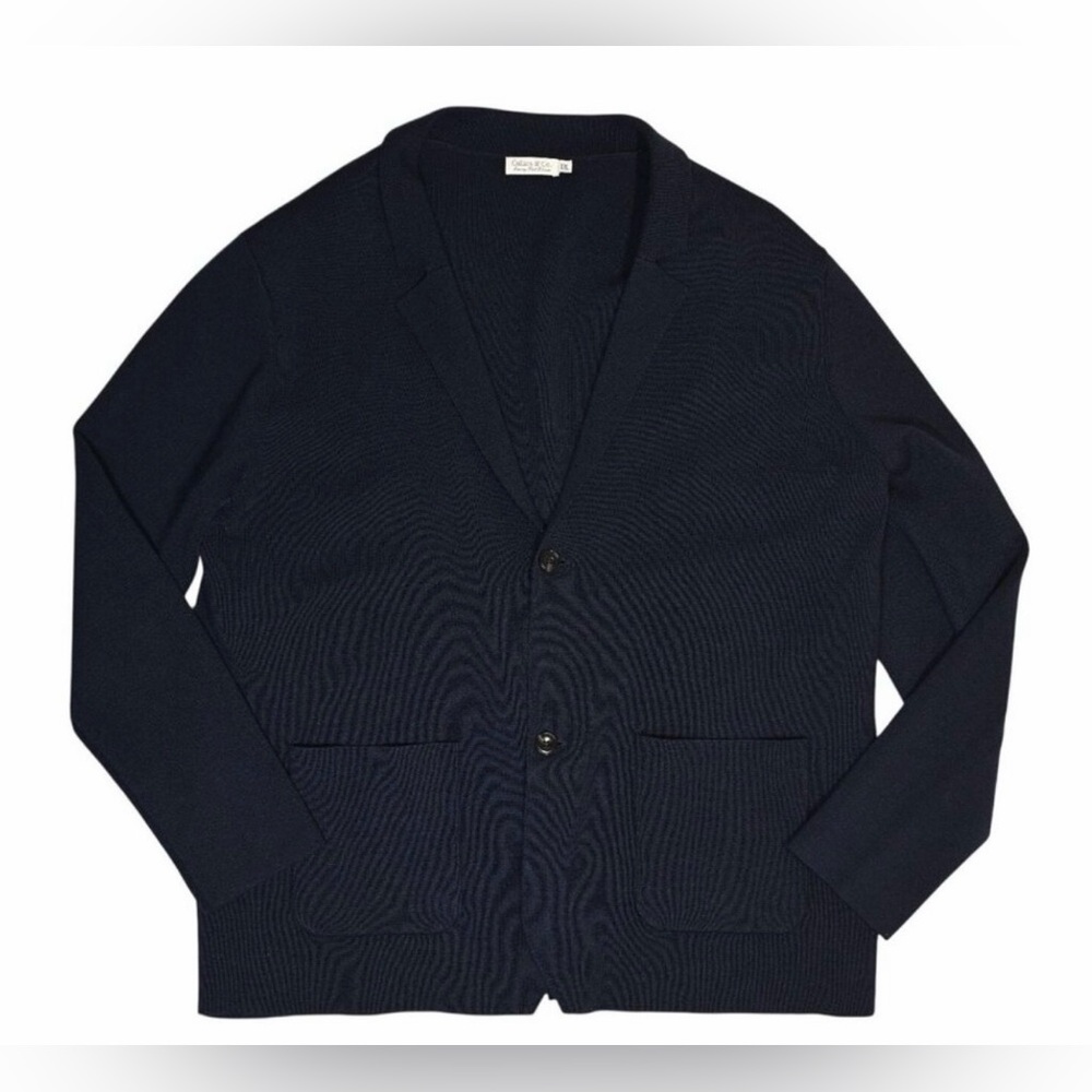 Collars&Co NWT Milano Deconstructed Knit Swazer Merino Blend Sweater Blazer Navy - Picture 10 of 14